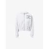 Sporty And Rich Womens Varsity Crest Crop Cotton-jersey Hoody Heather Gray