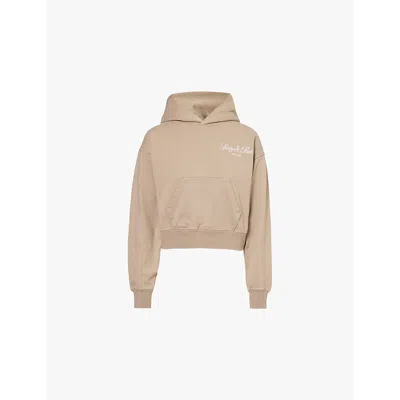 Sporty And Rich Womens Elephant Wall Cropped Logo-embroidery Cotton-jersey Hoody