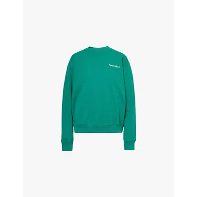 Sporty And Rich Womens Alpine Wall Wealth Logo-print Cotton-jersey Sweatshirt