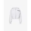 Sporty And Rich Womens Heather Gray Wellness Ivy Cropped Zip-through Cotton-jersey Hoody In Heather Gray