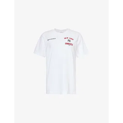 Sporty And Rich Womens White Yankees Home Run Short-sleeves Cotton-jersey T-shirt