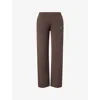 Sporty And Rich Womens Toffee Embroidered-logo Straight-leg Cashmere-and-wool Jogging Bottoms Xs In Brown