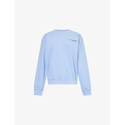 Sporty And Rich Womens Washed Hydrangea Wimbledon Round-neck Cotton-jersey Sweatshirt Xl