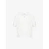 Sporty And Rich Womens White April Eden Script Terry-cotton Polo Top