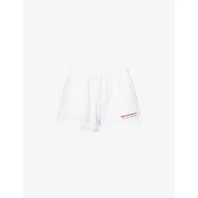 Sporty And Rich Womens Sporty & Rich Duty Disco Printed Cotton Sweat Shorts In Red
