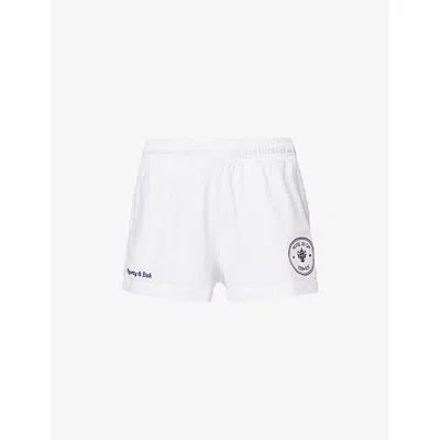 Sporty And Rich Womens White Eden Crest Disco Cotton Shorts