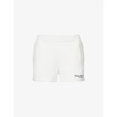 Sporty And Rich Womens White Eden Script Terry-cotton Shorts