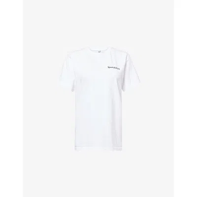 Sporty And Rich Womens Health Is Wealth Round-neck Cotton-jersey T-shirt White