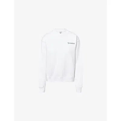 Sporty And Rich Womens White Play Tennis Logo-print Cotton Sweatshirt