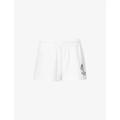 Sporty And Rich Womens White Riding Disco Cotton-jersey Shorts Xs