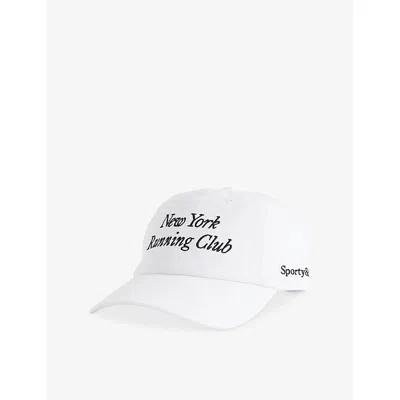 Sporty And Rich Womens White Run Club Embroidered Cotton Baseball Cap