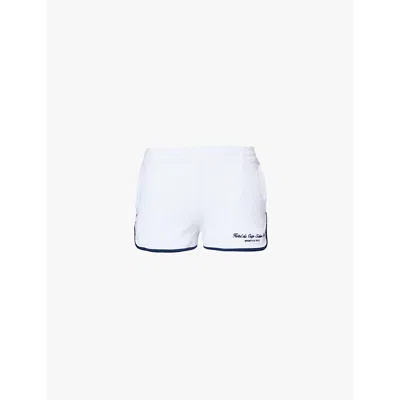 Sporty And Rich Eden Logo Text-embroidered Terry-cotton In White Navy