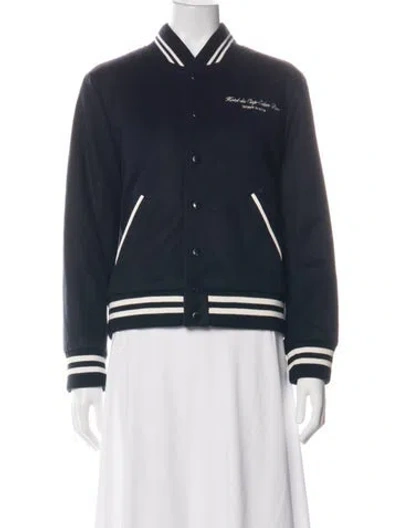 Pre-owned Sporty And Rich Wool Bomber Jacket In Blue