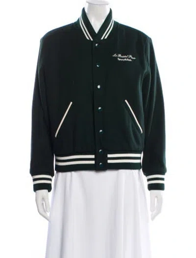 Pre-owned Sporty And Rich Wool Bomber Jacket In Green