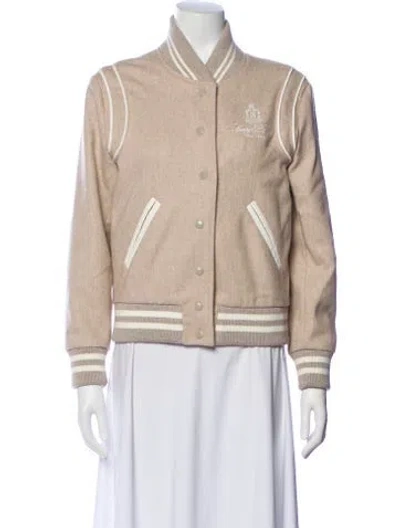 Pre-owned Sporty And Rich Wool Bomber Jacket In Neutral