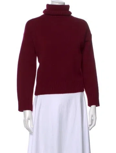 Pre-owned Sporty And Rich Wool Turtleneck Sweater In Burgundy