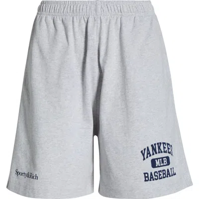 Sporty And Rich Sporty & Rich X '47 Mlb New York Yankees Ivy Cotton Gym Shorts In Gray