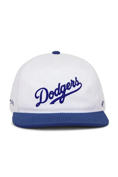 Sporty And Rich X Dodgers Corduroy Hat In White & Team Blue