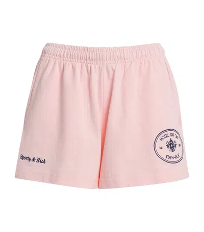 Sporty And Rich X Hotel Du Cap-eden-roc Cotton Disco Shorts In Gold