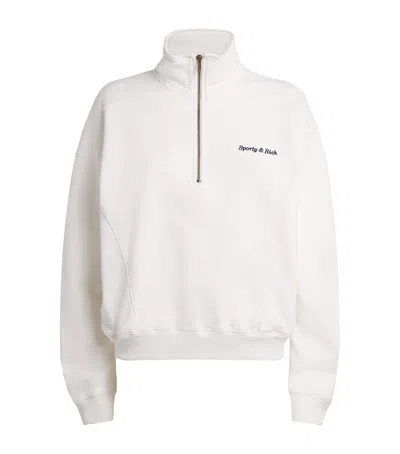 Sporty And Rich X Hotel Du Cap-eden-roc Cotton Quarter-zip Sweatshirt In White