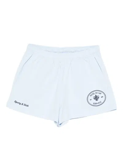 SPORTY AND RICH X HOTEL DU CAP EDEN ROC EDEN CREST EMBROIDERED MINI SHORTS