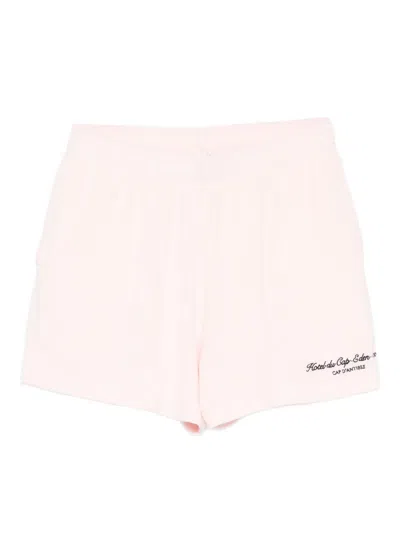 Sporty And Rich X Hotel Du Cap Eden Roc Eden Script Logo-embroidered Mini Shorts In Neutral