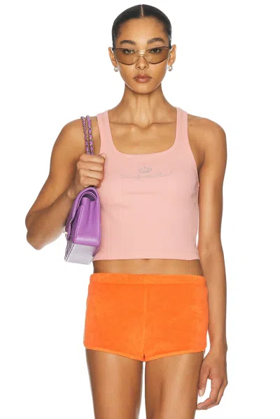 Sporty And Rich X Juicy Couture Crown Ribbed Tank Top In Pink