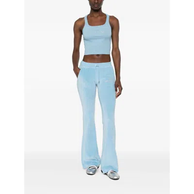 Sporty And Rich X Juicy Couture Rhinestone-embellished Track Pants In Blue