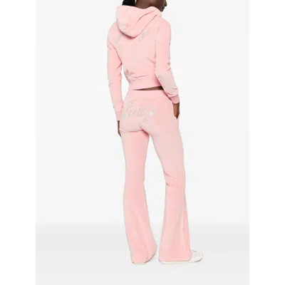 Sporty And Rich X Juicy Couture Rhinestone-embellished Velour Hoodie In Pink