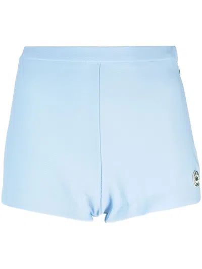Sporty And Rich X Lacoste Logo-patch Mini Shorts In Blue