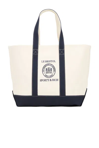 Sporty And Rich X Le Bristol Paris Crest Seal Tote Bag In Natural