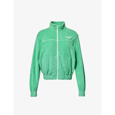 Sporty And Rich Sporty & Rich Womens Clean Mint White X Prince Brand-patch Terry-towelling Cotton-jersey Jacket