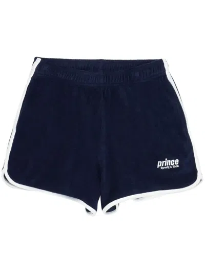 Sporty And Rich X Prince Logo-embroidered Cotton Shorts In Blue
