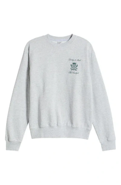 Sporty And Rich Sporty & Rich X The Carlyle Crest Logo Cotton Blend Crewneck Sweatshirt In Heather Gray