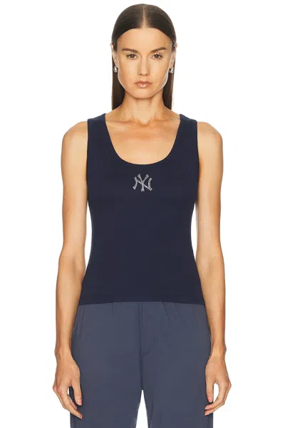 Sporty And Rich X Yankees Krystal Cropped Tank Top In Blue