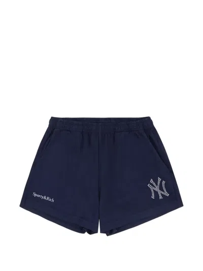 Sporty And Rich X Yankees Krystal Disco Shorts In Blue