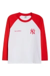 Sporty And Rich Baseball T-shirt With Raglan Contrast Sleeves In White