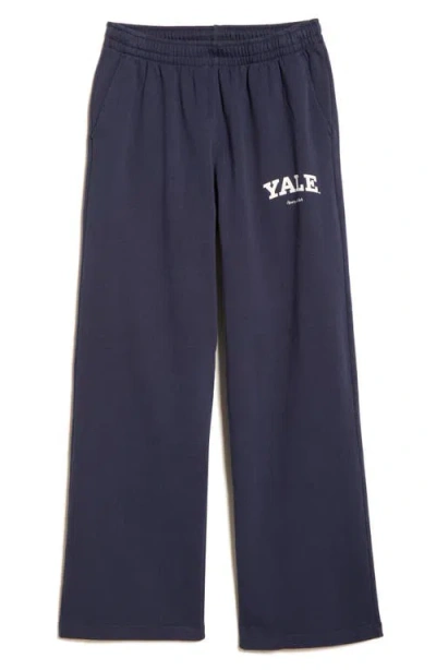 Sporty And Rich Sporty & Rich Yale Classic Wide Leg Sweatpants In Blue