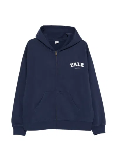 Sporty And Rich Yale Zip Hoodie In Blue
