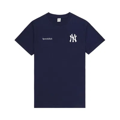 Pre-owned Sporty And Rich Sporty & Rich Yankees Arch T-shirt 'dark Navy/white' | Blue | Women's Size L