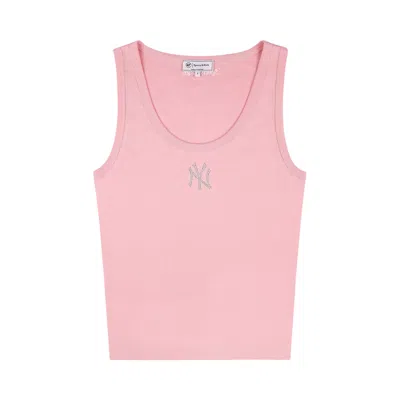 Pre-owned Sporty And Rich Sporty & Rich Yankees Krystal Cropped Tank 'candy/white' | Pink | Women's Size S