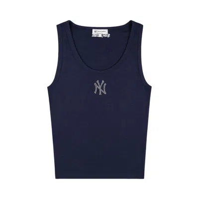 Pre-owned Sporty And Rich Sporty & Rich Yankees Krystal Cropped Tank 'dark Navy' | Blue | Women's Size S