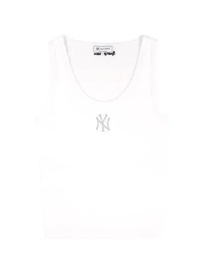 Sporty And Rich Yankees Krystal Cropped Tank Top In White