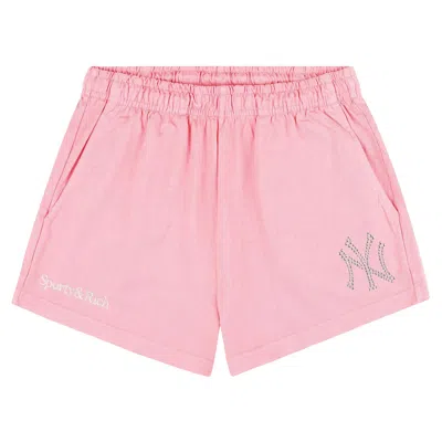 Pre-owned Sporty And Rich Sporty & Rich Yankees Krystal Disco Short 'candy/white' | Pink | Women's Size S