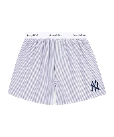 SPORTY AND RICH YANKEES SERIF BOXER SHORT NAVY STRIPED