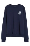 Sporty And Rich Sporty & Rich Yankees Serif Crewneck Sweatshirt In Blue
