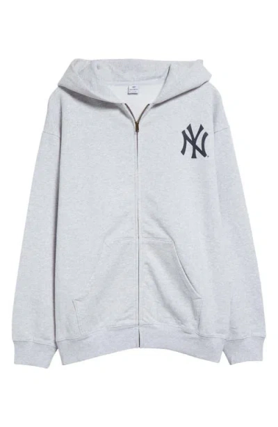 Sporty And Rich + '47 & The New York Yankees Printed Cotton-jersey Hoodie In Grey