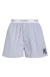 Sporty And Rich Yankees Serif Boxer Short Navy Striped In Multi
