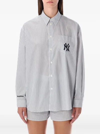 SPORTY AND RICH YANKEES SERIF STRIPED SHIRT