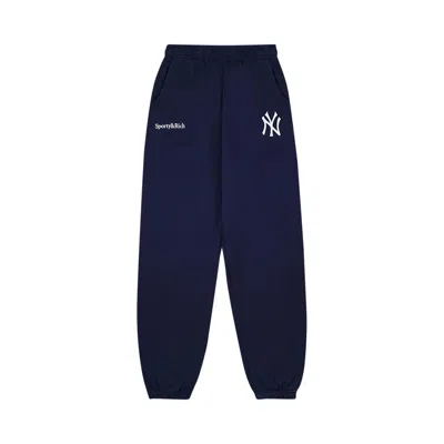 Pre-owned Sporty And Rich Sporty & Rich Yankees Serif Sweatpant 'navy/white' | Blue | Men's Size Xs